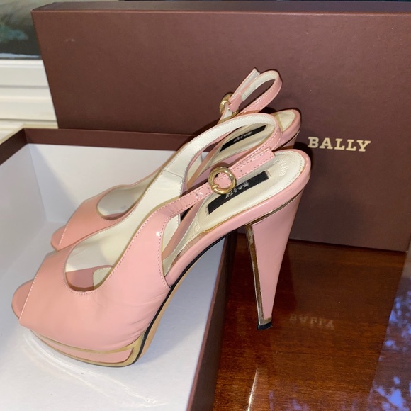 Bally Shoes - Bally Coral Pink Calf Patent Leather Slingback Stiletto platform size 7